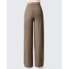 imageG4Free Ribbed Maternity Yoga Pants with Pockets Over The Belly Wide Leg Casual Pregnancy Lounge TrousersDark Brown