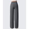 imageG4Free Ribbed Maternity Yoga Pants with Pockets Over The Belly Wide Leg Casual Pregnancy Lounge TrousersDark Gray