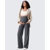 imageG4Free Ribbed Maternity Yoga Pants with Pockets Over The Belly Wide Leg Casual Pregnancy Lounge TrousersDark Gray