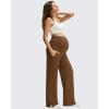 imageG4Free ShiftReady Maternity Work Pants with Pockets Over The Belly Pregnancy Wide Leg Dress TrousersDark Coffee
