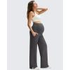 imageG4Free ShiftReady Maternity Work Pants with Pockets Over The Belly Pregnancy Wide Leg Dress TrousersDark Gray