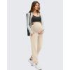 imageG4Free Smoofit Modal Soft Maternity Joggers with Pockets Over The Belly Pregnancy Casual SweatpantsLight Khaki