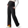 imageG4Free Flurrylux Fleece Lined Maternity Wide Leg Pants Cotton Over The Belly Pregnancy SweatpantsBlack