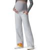 imageG4Free Flurrylux Fleece Lined Maternity Wide Leg Pants Cotton Over The Belly Pregnancy SweatpantsLight Heather