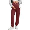 imageG4Free Maternity Pants Stretchy Workout Lounge Pants Over The Belly Pregnancy Joggers with PocketsWine