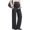 imageG4Free ShiftReady Maternity Work Pants with Pockets Over The Belly Pregnancy Wide Leg Dress TrousersBlack