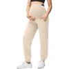 imageG4Free Smoofit Modal Soft Maternity Joggers with Pockets Over The Belly Pregnancy Casual SweatpantsLight Khaki