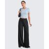 imageG4Free Wide Leg Pants Women Lightweight Stretchy Elastic Waist Pants Work Casual Summer Trousers PetiteBlackS27quot