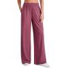 imageG4Free Chillwhisp Lightweight Flowy Wide Leg Pants Women Elastic Waist Drapey Casual Pants with PocketsWine