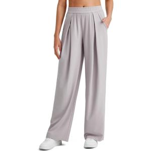 imageG4Free Lightweight Wide Leg Pants Women Trendy Flowy High Waisted Front Pleat Travel Pant Casual Lounge TrousersChrim Gray