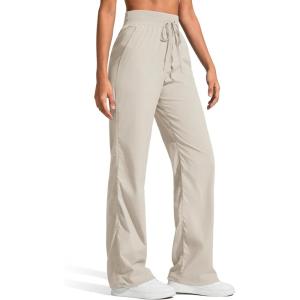 imageG4Free Lightweight Womens Straight Leg Workout Pants Ruched Drawstring Joggers with Pockets Casual Athletic SlacksWarm Ash Gray