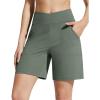 imageG4Free EverGoing Athletic Shorts for Women 6quot Cross Waist Summer Casual Shorts with PocketsGray Sage