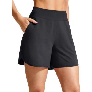 imageG4Free Chillwhisp Athletic Shorts for Women 4quot  High Waist Lightweight Casual Running Shorts Builtin Liner with PocketsBlack