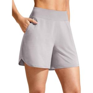 imageG4Free Chillwhisp Athletic Shorts for Women 4quot  High Waist Lightweight Casual Running Shorts Builtin Liner with PocketsChime Gray
