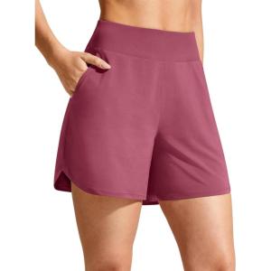 imageG4Free Chillwhisp Athletic Shorts for Women 4quot  High Waist Lightweight Casual Running Shorts Builtin Liner with PocketsDark Burgundy