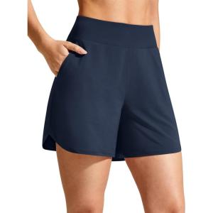 imageG4Free Chillwhisp Athletic Shorts for Women 4quot  High Waist Lightweight Casual Running Shorts Builtin Liner with PocketsDark Navy