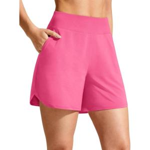 imageG4Free Chillwhisp Athletic Shorts for Women 4quot  High Waist Lightweight Casual Running Shorts Builtin Liner with PocketsRosy Pink