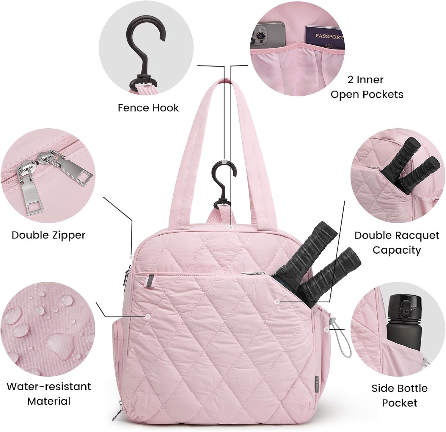 imageG4Free Pickleball Bag Pickleball Backpack for Men and Women Tote with Shoe Compartment and Waterproof PocketPink