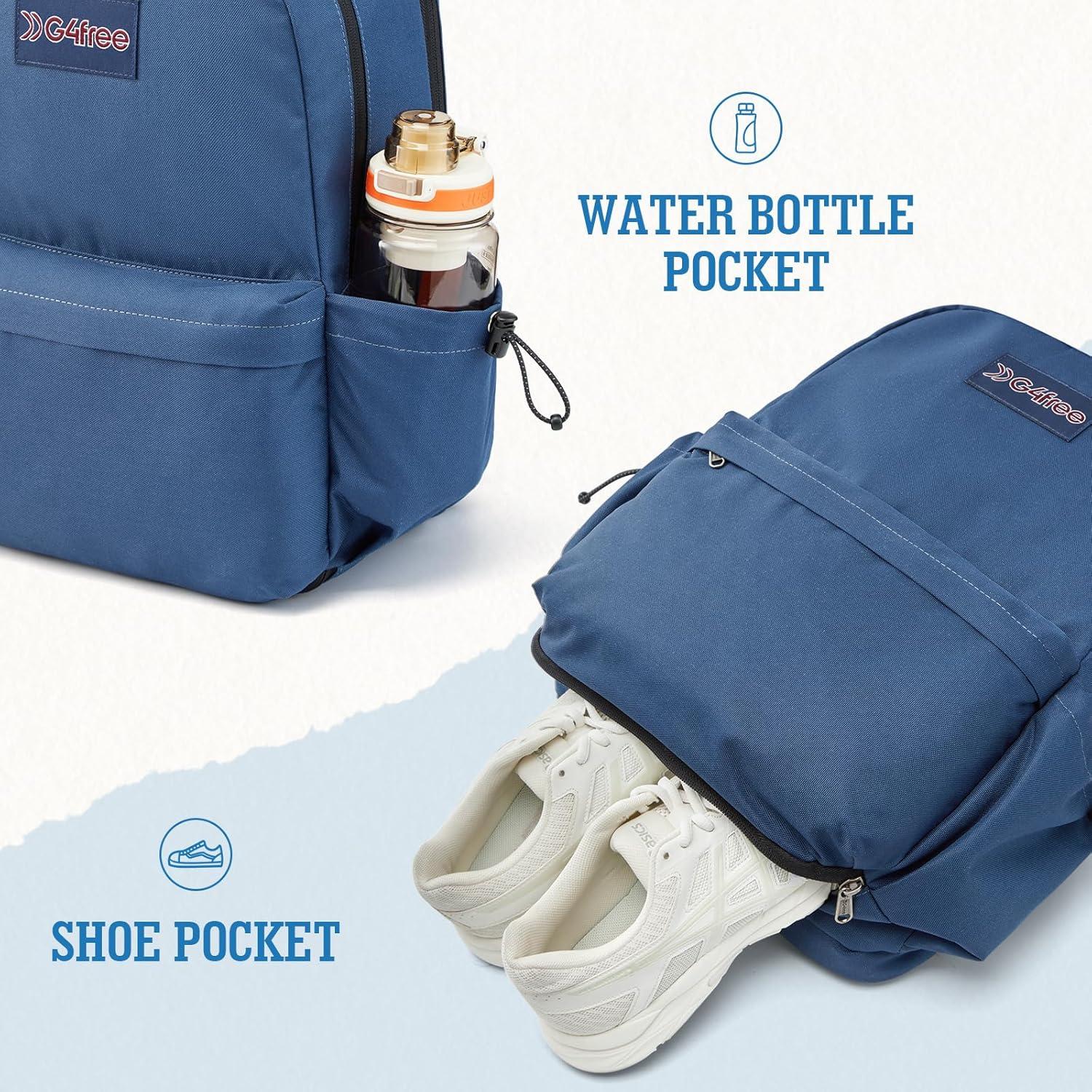 imageG4Free School Backpack Lightweight Bookbag with Laptop Compartment Multiple Pockets Backpack for College Sport TravelBlackBlue