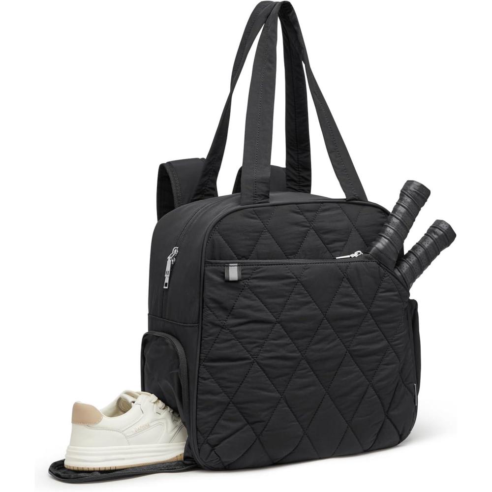 imageG4Free Pickleball Bag Pickleball Backpack for Men and Women Tote with Shoe Compartment and Waterproof PocketBlack