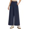 imageG4Free Strowen Women Lightweight Wide Leg Ankle Pants with Pockets 78 Length Yoga Pants Stretchy Casual Travel TrousersDark Navy