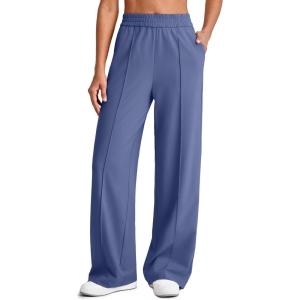 imageG4Free Chillwhisp Lightweight Wide Leg Pants Women Front Seam Elastic Waist Casual Pants for SummerDusky Purple