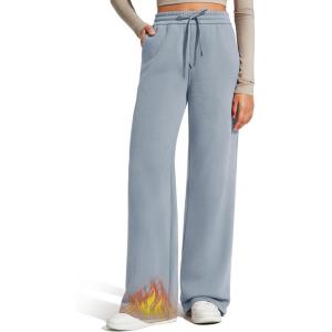 imageG4Free Flurrylux Fleece Lined Sweatpants Women Cotton Thermal Warm Wide Leg Pants with PocketsCool Gray