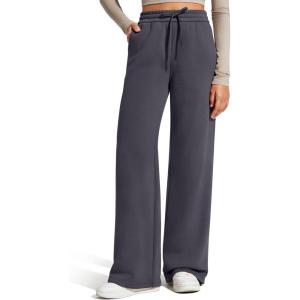 imageG4Free Flurrylux Fleece Lined Sweatpants Women Cotton Thermal Warm Wide Leg Pants with PocketsDark Gray