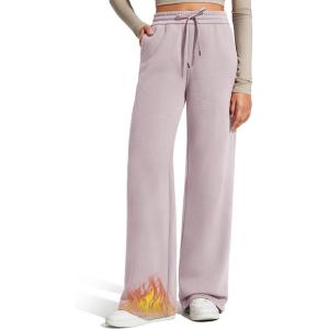 imageG4Free Flurrylux Fleece Lined Sweatpants Women Cotton Thermal Warm Wide Leg Pants with PocketsDusty Rose