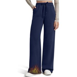 imageG4Free Flurrylux Fleece Lined Sweatpants Women Cotton Thermal Warm Wide Leg Pants with PocketsRoyal Blue