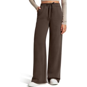 imageG4Free Flurrylux Fleece Lined Sweatpants Women Cotton Thermal Warm Wide Leg Pants with PocketsTerracotta Brown