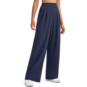 imageG4Free ShiftReady Women Wide Leg Work Pants High Waisted Yoga Dress Pants with Pockets Loose Dressy Casual TrousersDark Navy