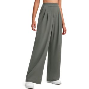 imageG4Free ShiftReady Women Wide Leg Work Pants High Waisted Yoga Dress Pants with Pockets Loose Dressy Casual TrousersGray Sage