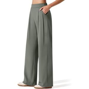 imageG4Free ShiftReady Womens Wide Leg Dress Yoga Pants with Pockets Dressy Casual Slacks High Waist Work TrousersGray Sage