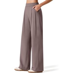 imageG4Free ShiftReady Womens Wide Leg Dress Yoga Pants with Pockets Dressy Casual Slacks High Waist Work TrousersTaupe