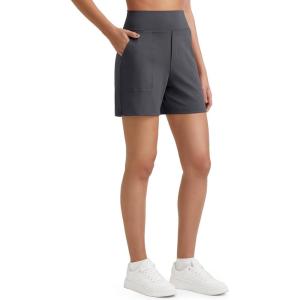 image:imageG4Free EverGoing Womens Athletic Shorts High Waisted 5 Running Yoga Summer Casual Shorts with PocketsDark Grey