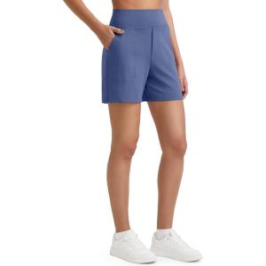 image:imageG4Free EverGoing Womens Athletic Shorts High Waisted 5 Running Yoga Summer Casual Shorts with PocketsDemin Blue