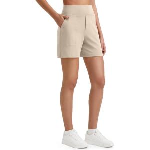 image:imageG4Free EverGoing Womens Athletic Shorts High Waisted 5 Running Yoga Summer Casual Shorts with PocketsLight Khaki