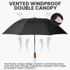 image:imageG4Free 54 Inch Inverted Windproof Umbrella with Wooden Handle Large Double Canopy Auto Open amp Close Golf Umbrella Portable amp Durable Rain Umbrella Fits Car amp BackpackBlack