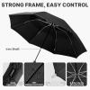 image:imageG4Free 54 Inch Inverted Windproof Umbrella with Wooden Handle Large Double Canopy Auto Open amp Close Golf Umbrella Portable amp Durable Rain Umbrella Fits Car amp BackpackBlack