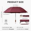 image:imageG4Free 54 Inch Inverted Windproof Umbrella with Wooden Handle Large Double Canopy Auto Open amp Close Golf Umbrella Portable amp Durable Rain Umbrella Fits Car amp BackpackWine Red