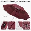 image:imageG4Free 54 Inch Inverted Windproof Umbrella with Wooden Handle Large Double Canopy Auto Open amp Close Golf Umbrella Portable amp Durable Rain Umbrella Fits Car amp BackpackWine Red