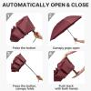 image:imageG4Free 54 Inch Inverted Windproof Umbrella with Wooden Handle Large Double Canopy Auto Open amp Close Golf Umbrella Portable amp Durable Rain Umbrella Fits Car amp BackpackWine Red