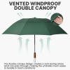 image:imageG4Free 54 Inch Inverted Windproof Umbrella with Wooden Handle Large Double Canopy Auto Open amp Close Golf Umbrella Portable amp Durable Rain Umbrella Fits Car amp BackpackDark Green