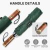 image:imageG4Free 54 Inch Inverted Windproof Umbrella with Wooden Handle Large Double Canopy Auto Open amp Close Golf Umbrella Portable amp Durable Rain Umbrella Fits Car amp BackpackDark Green