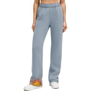image:imageG4Free Flurrylux Womens Fleece Lined Straight Leg Sweatpants Cotton Warm Lounge Pants with PocketsCool Gray