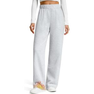 image:imageG4Free Flurrylux Womens Fleece Lined Straight Leg Sweatpants Cotton Warm Lounge Pants with PocketsLight Heather