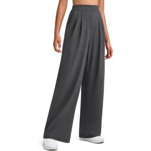 image:imageG4Free ShiftReady Womens Wide Leg Dress Yoga Pants with Pockets Dressy Casual Slacks High Waist Work TrousersDark Gray