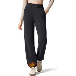 image:imageG4Free Smoofit Fleece Lined Joggers Sweatpants Women Thermal Casual Lounge with Pockets Warm Pants for Workout Winter TravelBlack