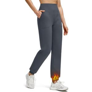 image:imageG4Free Womens Fleece Lined Workout Joggers with Pockets High Waisted Sweatpants Running Casual Outdoor Winter PantsDark Gray